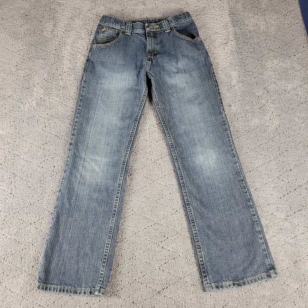 Wrangler Jeans Boys 14 Blue Relaxed Straight Leg Adjustable Waist Denim